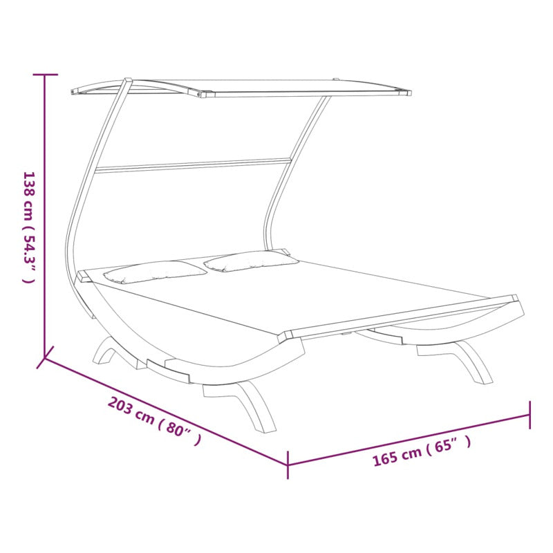 Vidaxl Tumbona Con Dosel Madera Maciza Curvada Crema 165x203x138 Cm_5
