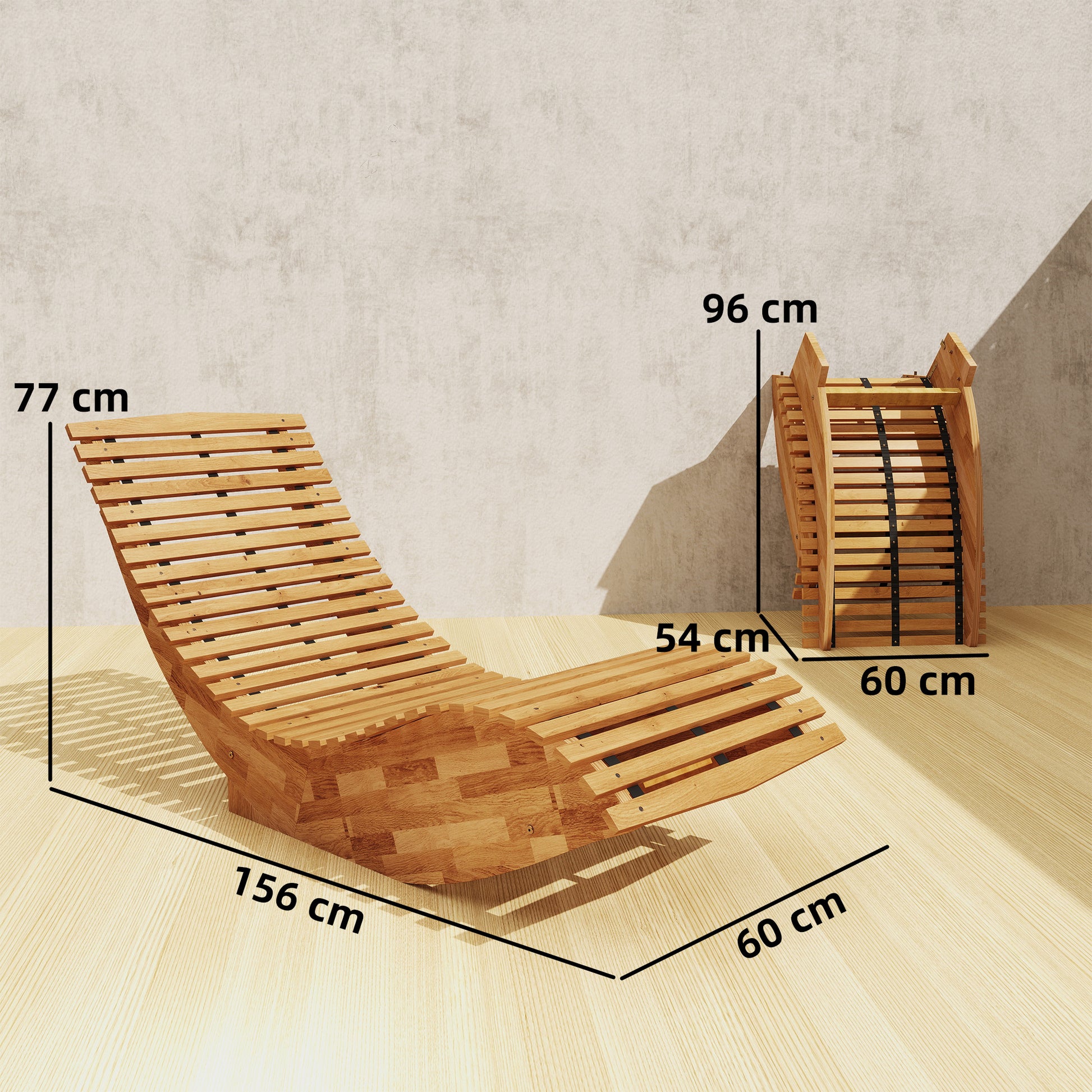 Outsunny Pack De 2 Sillas Mecedoras De Jardín De Madera Plegables Natural_2