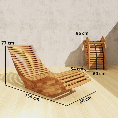 Outsunny Pack De 2 Sillas Mecedoras De Jardín De Madera Plegables Natural_2