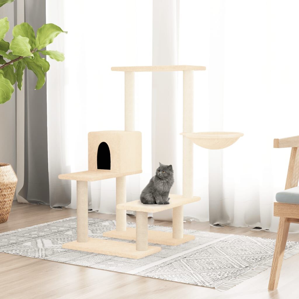 Vidaxl Rascador Para Gatos Con Postes De Sisal Color Crema 94,5 Cm_1