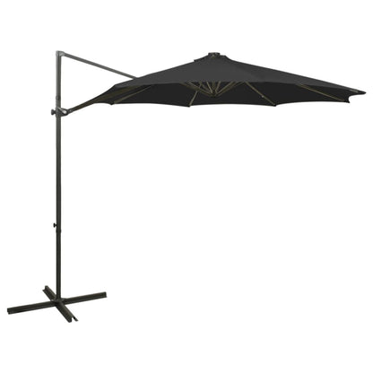 Vidaxl Sombrilla De Jardín Voladiza Con Palo Y Luces Led Negro 300 Cm_0