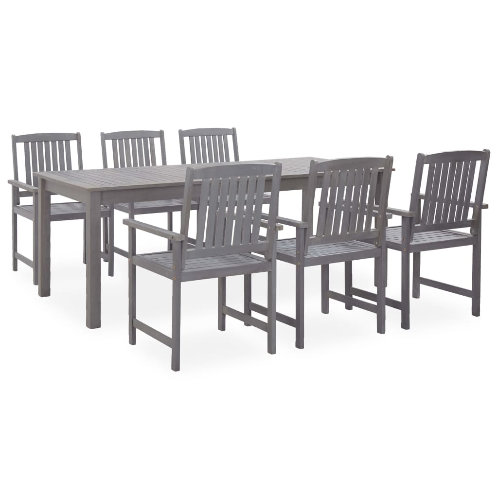 Vidaxl Set De Comedor De Jardín 7 Piezas Madera Maciza De Acacia Gris_0