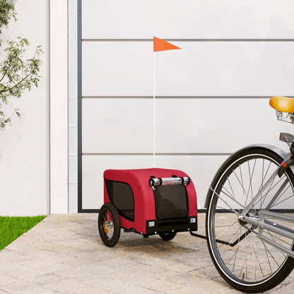 Vidaxl Remolque De Bicicleta Mascotas Hierro Tela Oxford Rojo Negro_1