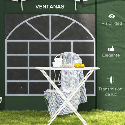 Outsunny Paredes Laterales Para Carpa De 2 Paneles 295x195 Cm Con Ventana Verde_5