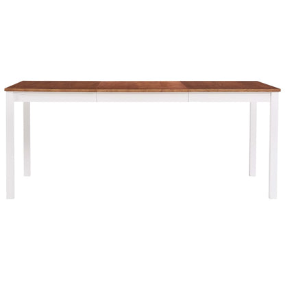 Mesa De Comedor De Madera De Pino Blanco Y Marrón 180x90x73 Cm_0