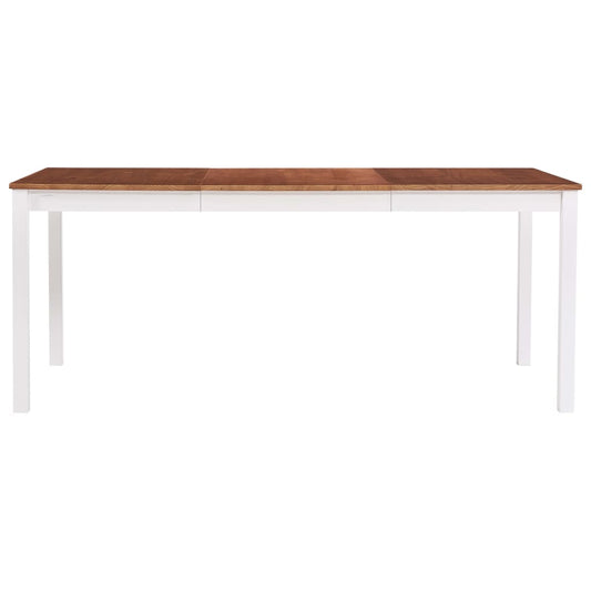 Mesa De Comedor De Madera De Pino Blanco Y Marrón 180x90x73 Cm_0