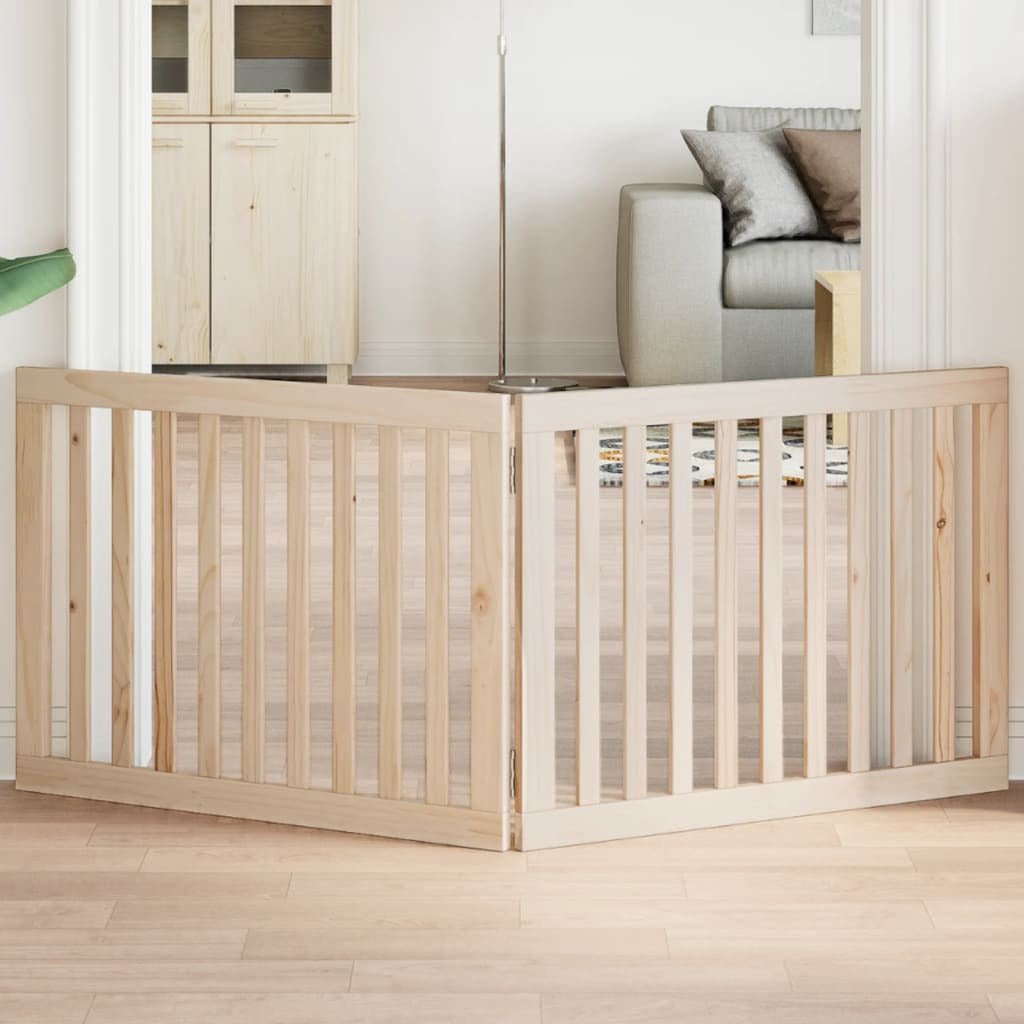 Vidaxl Puerta Para Perros Plegable De 2 Paneles, 160 Cm, Madera De Álamo_1