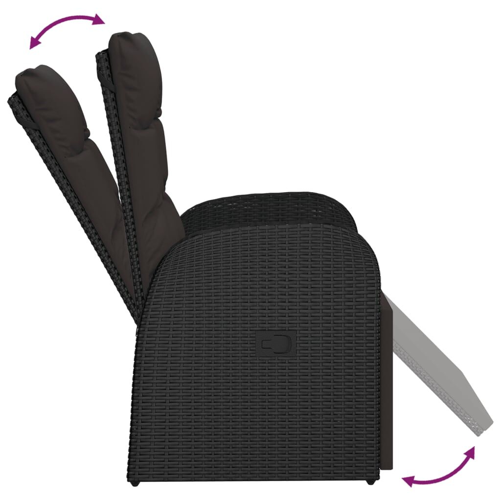 Vidaxl Sillón Reclinable De Jardín Con Cojín Ratán Sintético Negro_4