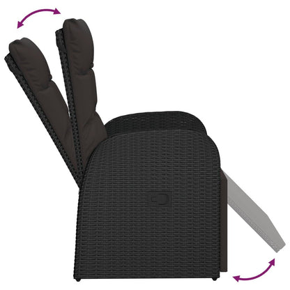 Vidaxl Sillón Reclinable De Jardín Con Cojín Ratán Sintético Negro_4