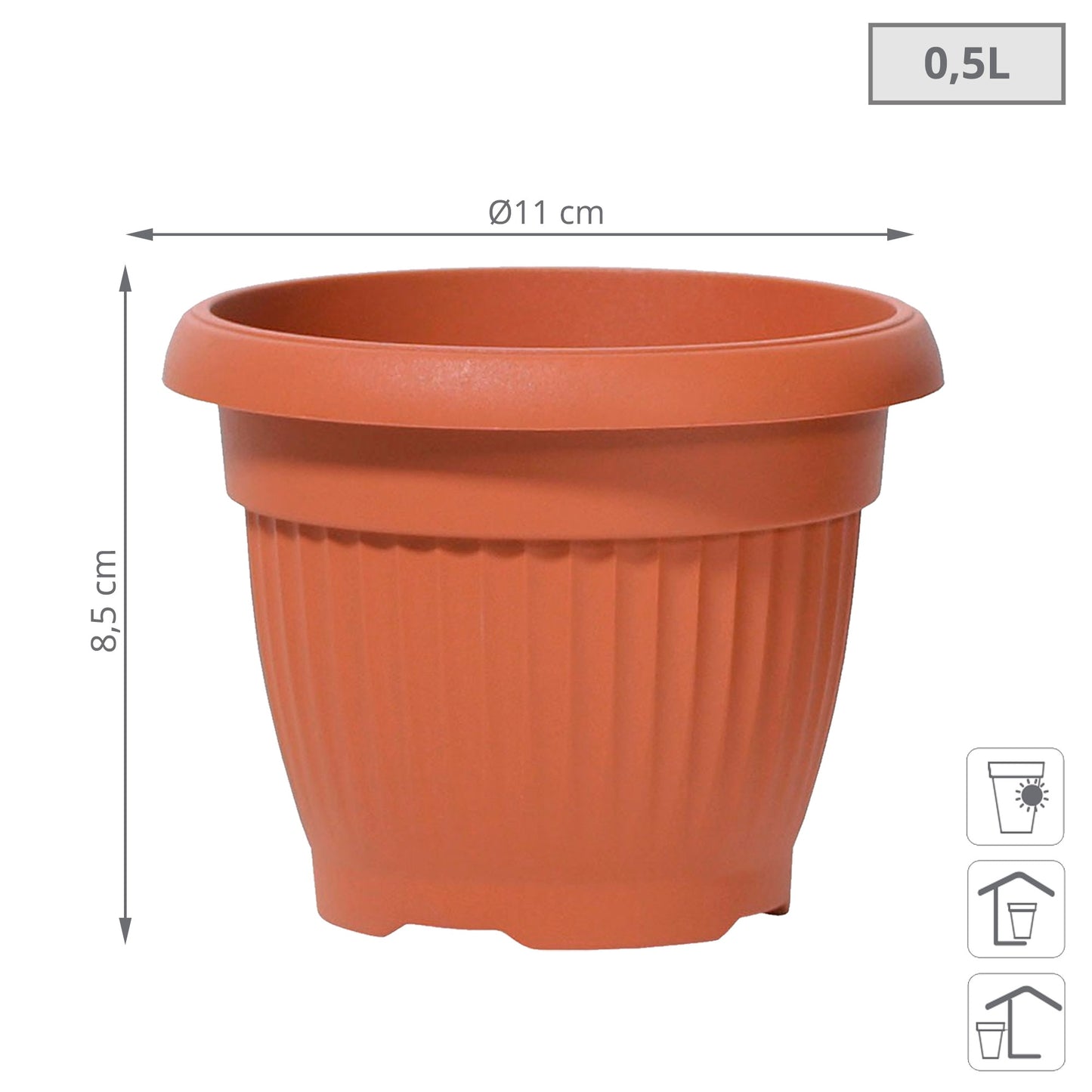 Maceta Terra 0,5l., Dimensiones (mm) 110x110x85, Color Terracota