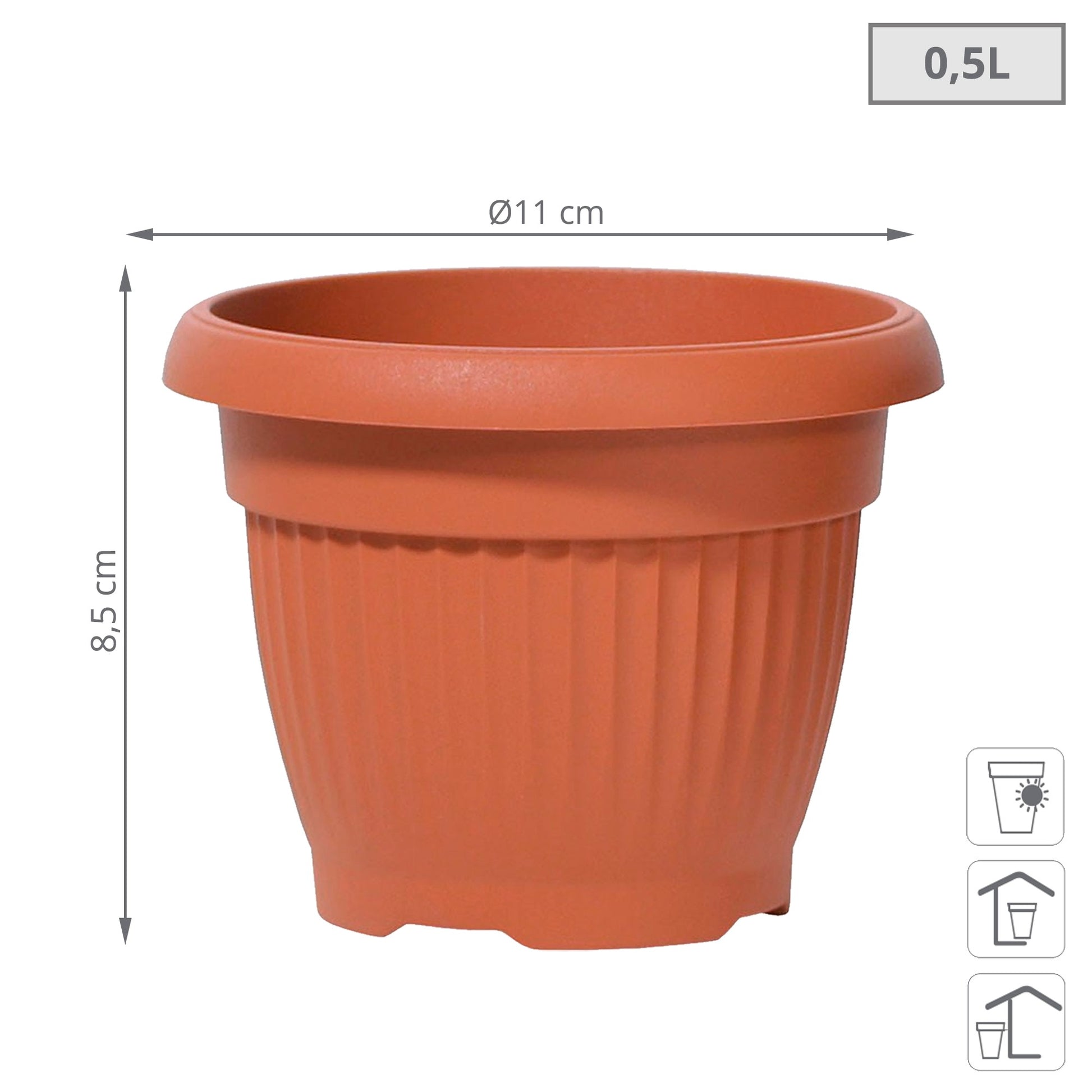 Maceta Terra 0,5l., Dimensiones (mm) 110x110x85, Color Terracota
