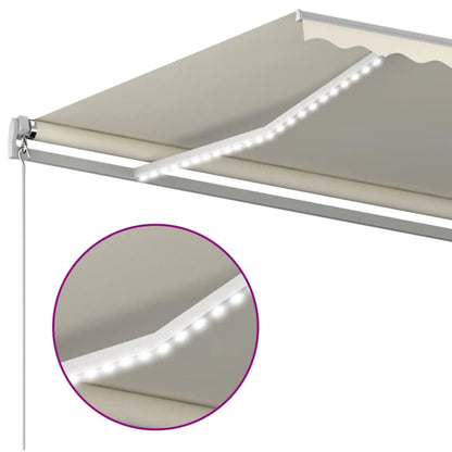 Toldo Retráctil Manual Con Luz Led Crema 500x300 Cm_4