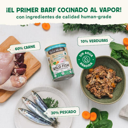 Pack Lata de Pescado y Pavo BARF para perros 6 x 400 g Wild Balance
