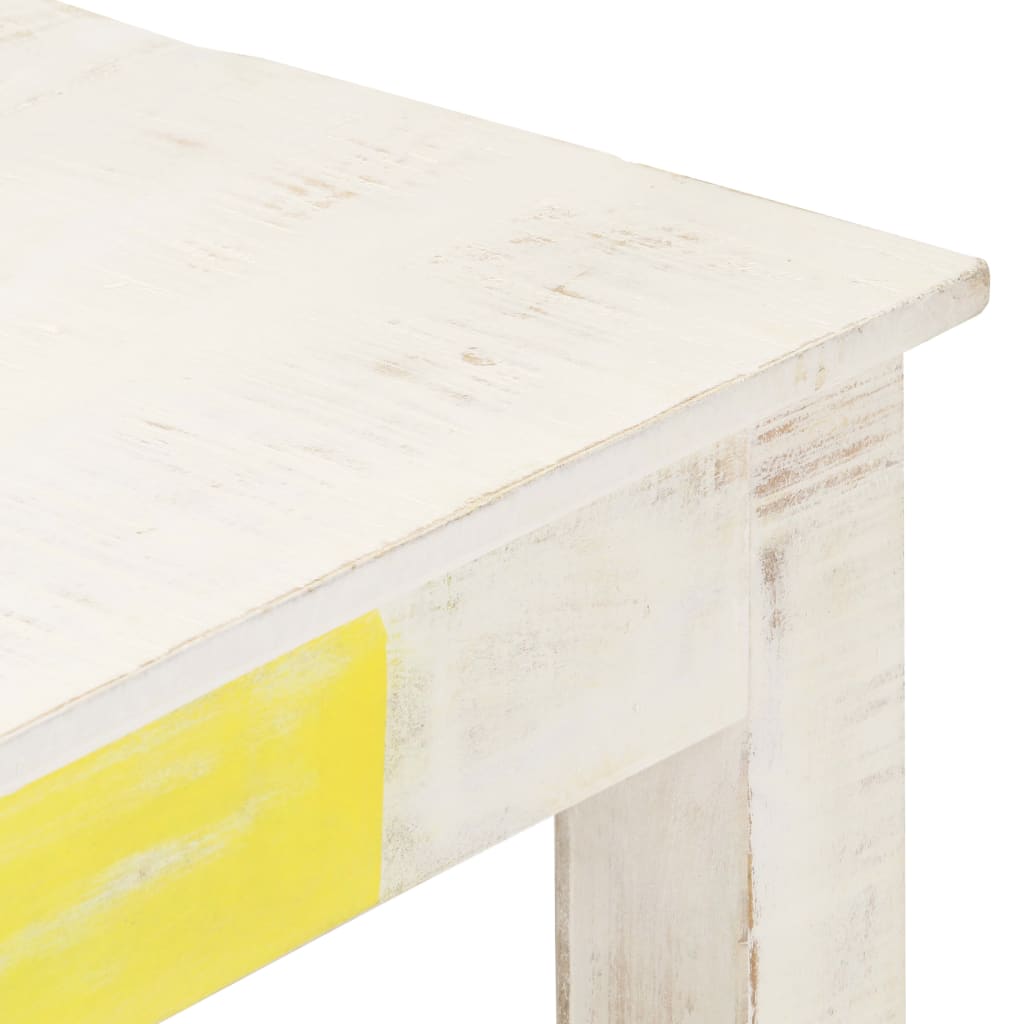 Mesa De Comedor Madera Maciza De Mango Blanca 120x60x76 Cm_3