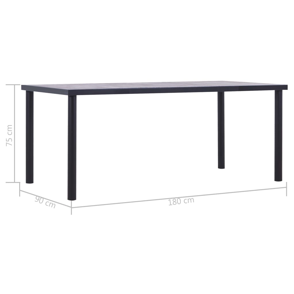 Mesa De Comedor De Mdf Negro Y Gris Hormigón 180x90x75 Cm_3