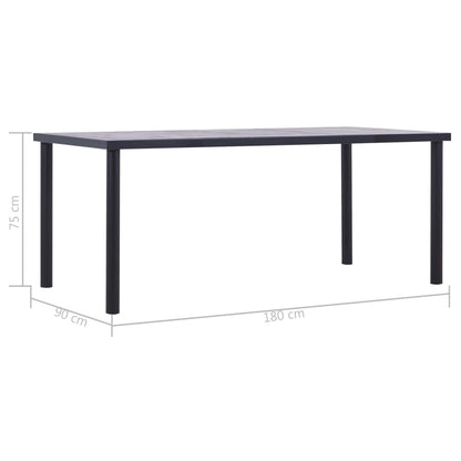 Mesa De Comedor De Mdf Negro Y Gris Hormigón 180x90x75 Cm_3