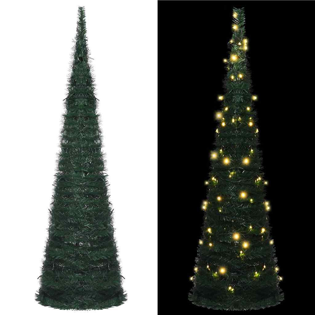 Vidaxl Árbol De Navidad Emergente Preiluminado Con Luces Verde 150 Cm_0