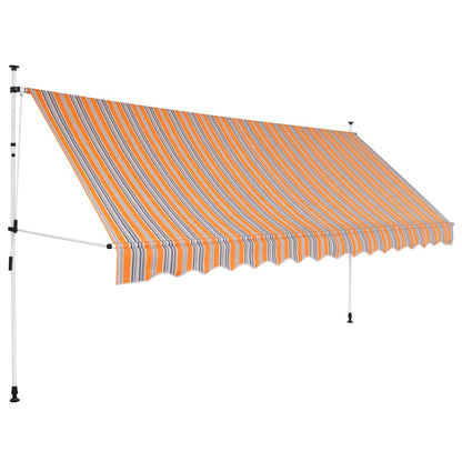 Toldo Manual Retráctil 400 Cm Amarillo Y Azul A Rayas_1