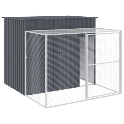 Vidaxl Caseta Perros Con Corral Acero Galvanizado Gris 214x253x181 Cm_0