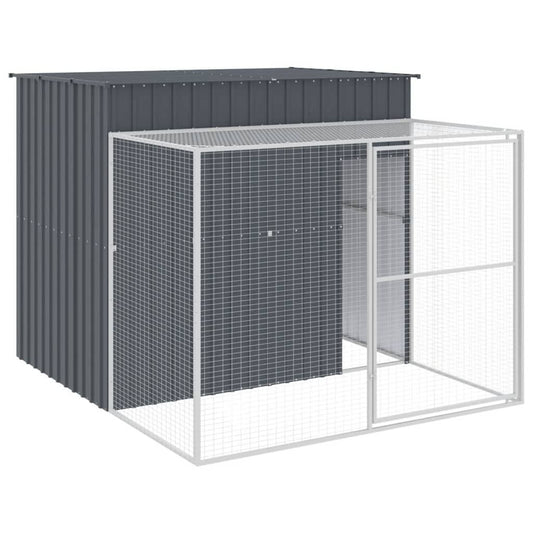 Vidaxl Caseta Perros Con Corral Acero Galvanizado Gris 214x253x181 Cm_0