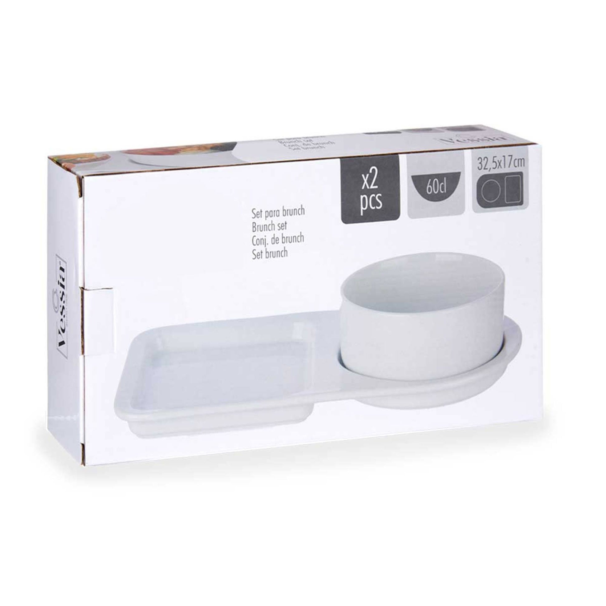 Set 2 Pzs Bol Y Plato Porcelana Brunch Colección Vessia_4