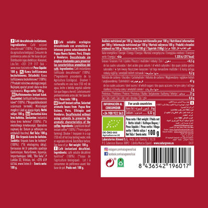 Biocoffee Café soluble Descafeinado Bio Premium NaturGreen 100 g