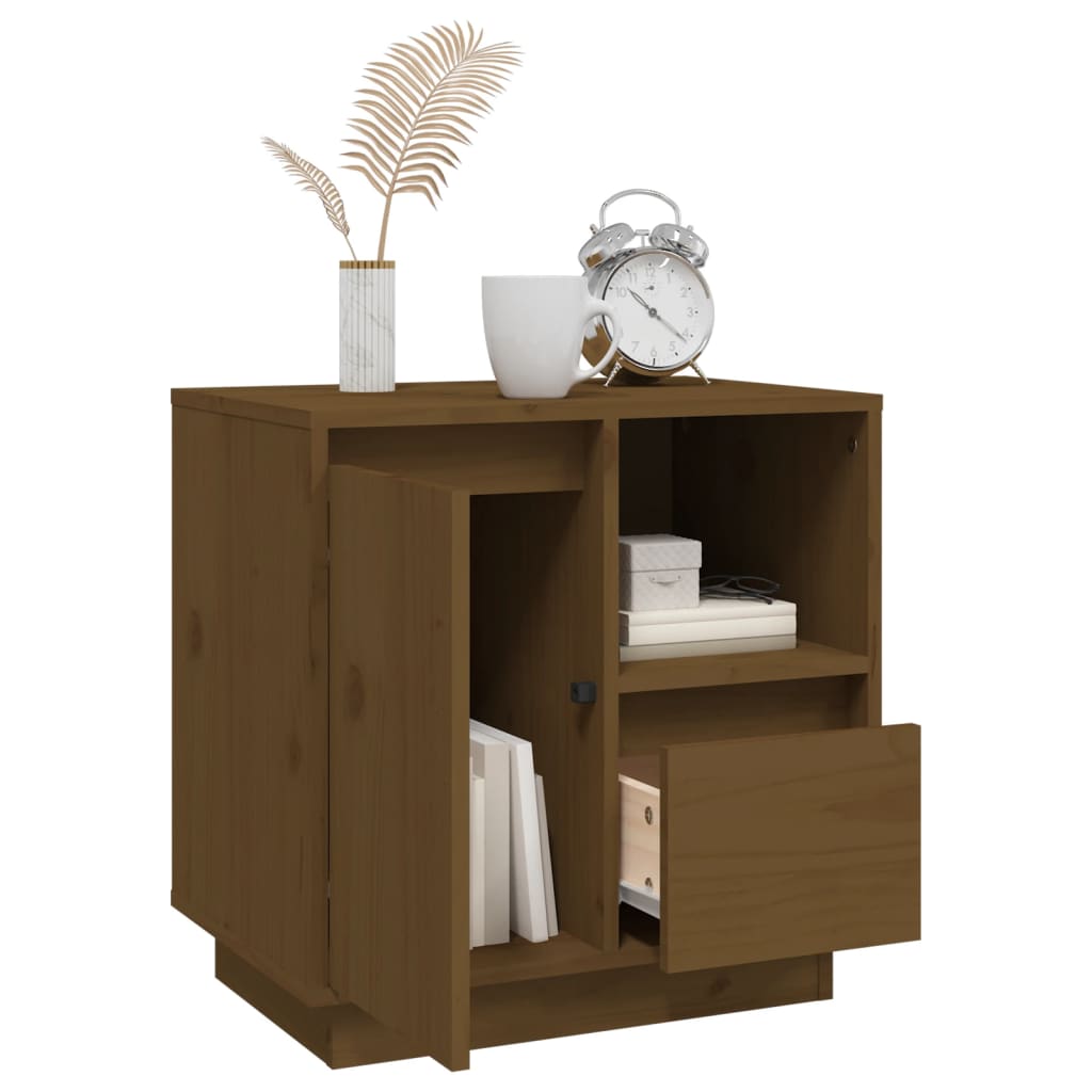 Mesita De Noche Madera Maciza De Pino Marrón Miel 50x34x50 Cm_3