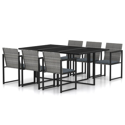 Vidaxl Set De Comedor Para Jardín 7 Pzas Cojines Ratán Sintético Gris_0