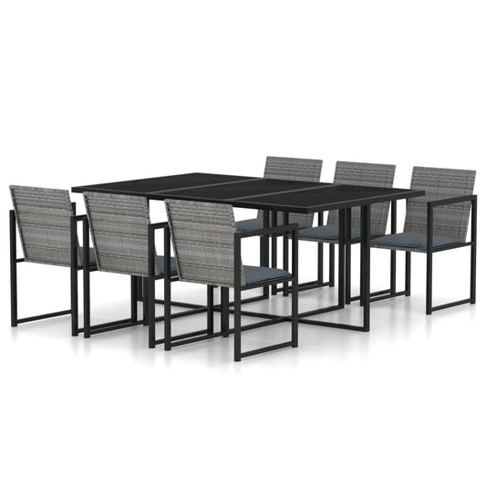 Vidaxl Set De Comedor Para Jardín 7 Pzas Cojines Ratán Sintético Gris_0