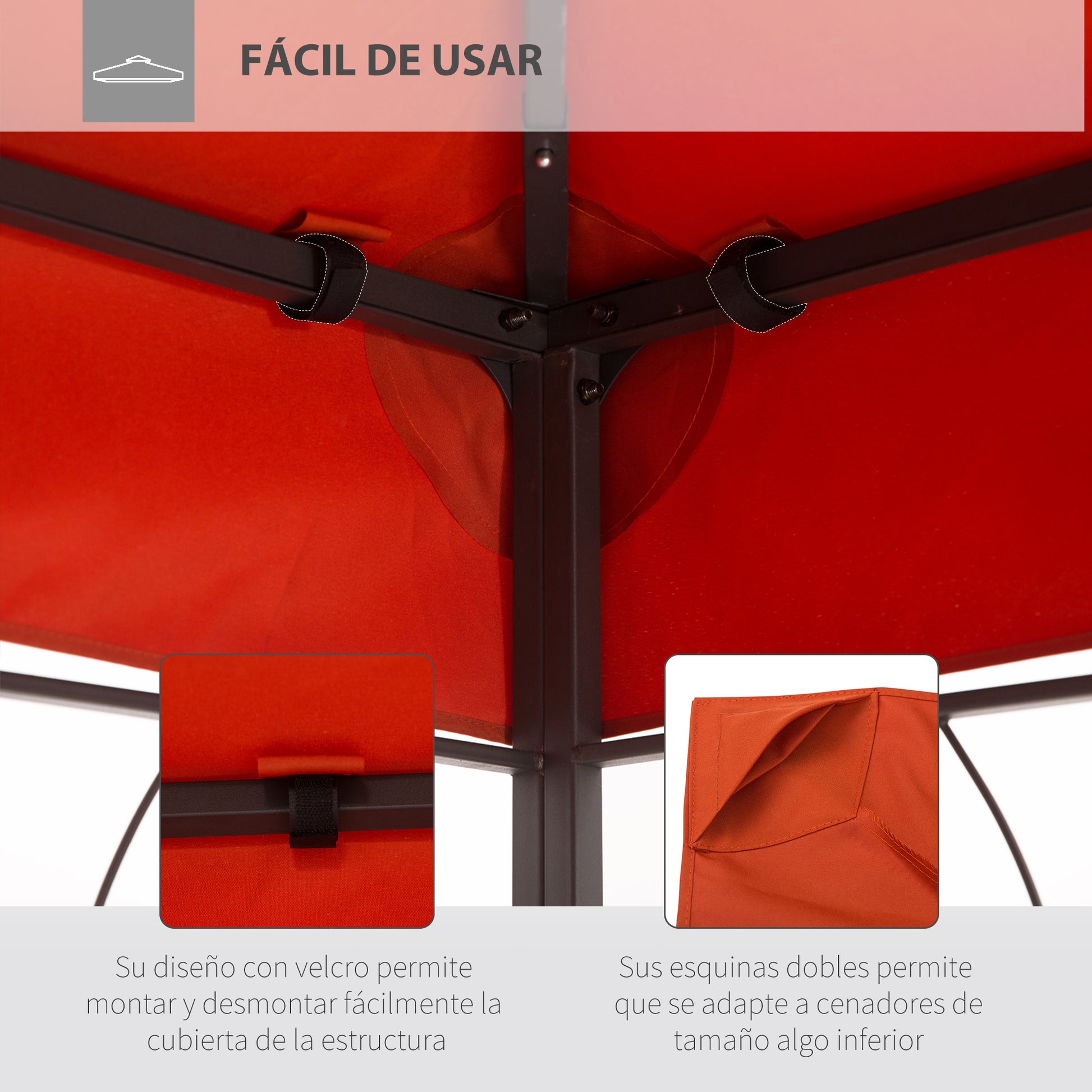 Outsunny Techo De Repuesto 4x3 M Para Cenador Jardín Exterior 2 Niveles Rojo_4