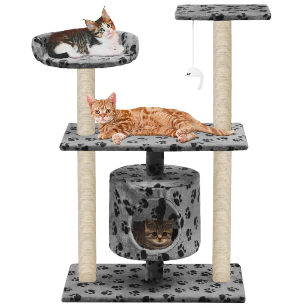Vidaxl Rascador Para Gatos Con Poste De Sisal 95 Cm Huellas Gris_1
