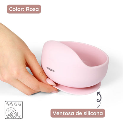 Bowl Silicona Con Ventosa Para Bebés Rosa