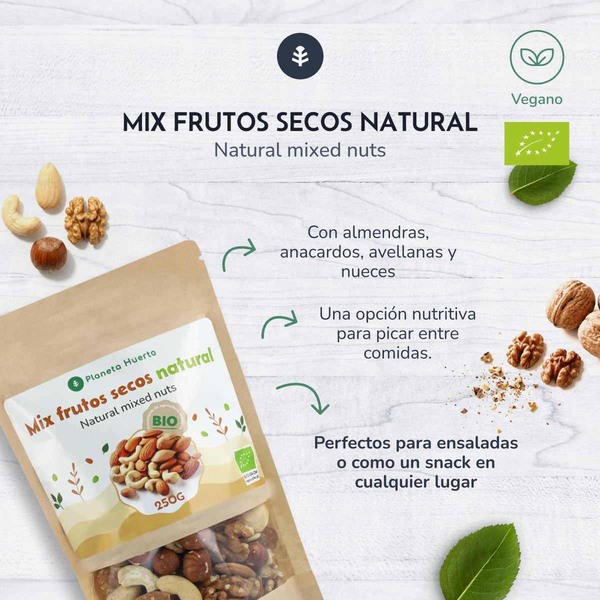 Mix frutos secos natural ECO Planeta Huerto 250 g