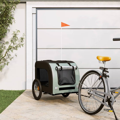 Vidaxl Remolque De Bicicleta Mascotas Hierro Tela Oxford Gris Negro_1