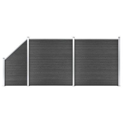 Set De Paneles De Valla Wpc Negro 446x(105-186) Cm / Vetonek_5
