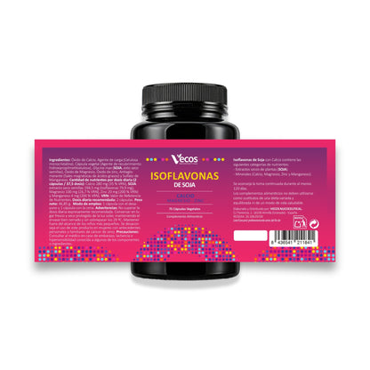 Isoflavonas de soja calcio magnesio zinc Vecos 75 capsulas