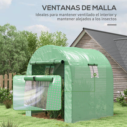 Outsunny Invernadero De Túnel Con 2 Puertas Enrollables 2 Ventanas 180x180x200cm_5