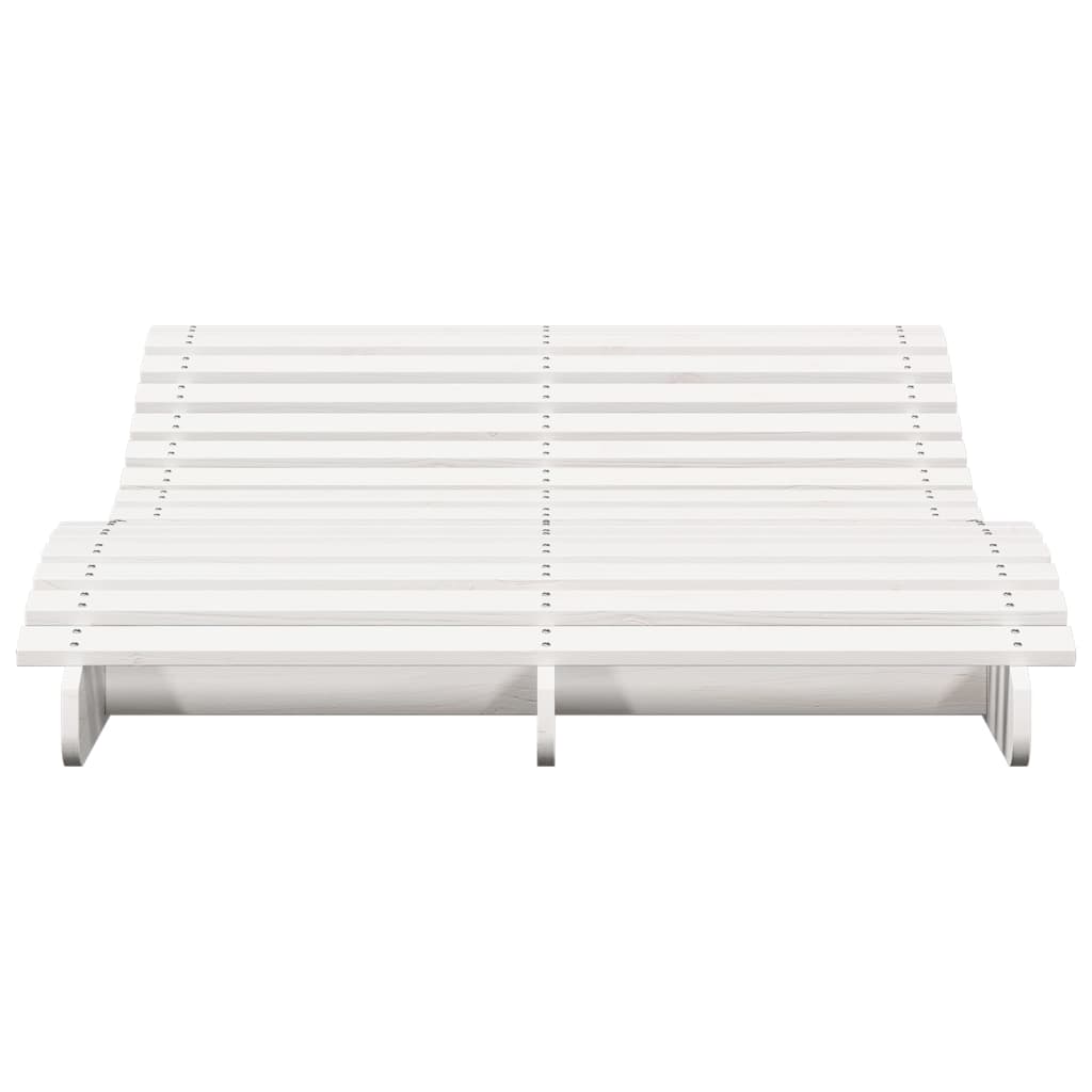 Tumbona De Madera Maciza De Pino Blanca 205x110x31,5 Cm / Vetonek_5