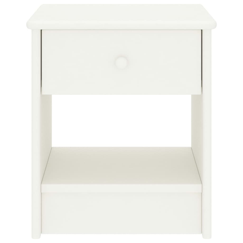 Mesita De Noche Madera Maciza De Mango Blanco 35x30x40 Cm_0