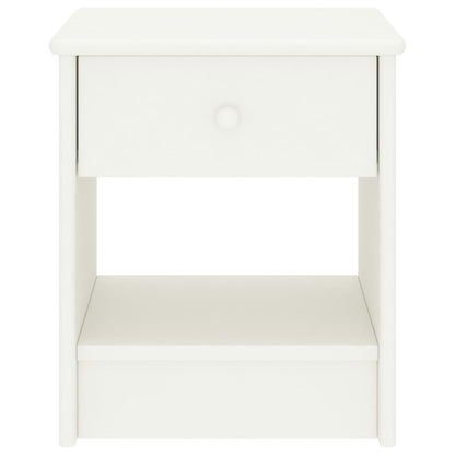 Mesita De Noche Madera Maciza De Mango Blanco 35x30x40 Cm_0