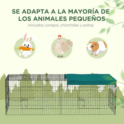 Pawhut Jaula Para Animales Pequeños Con Puertas 220x85x70 Cm Verde_5
