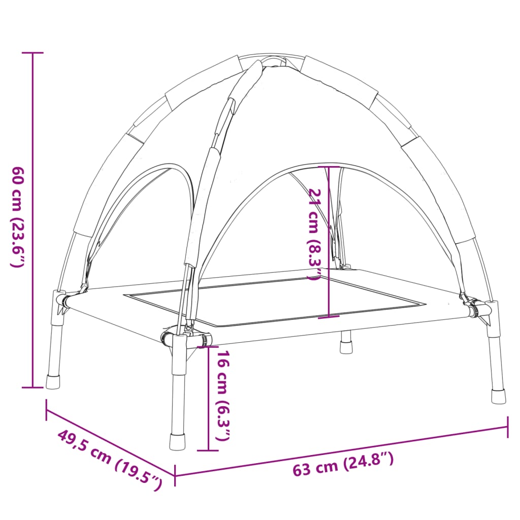 Cama Para Perros Con Dosel Antracita Tela Oxford Y Acero / Vetonek_0