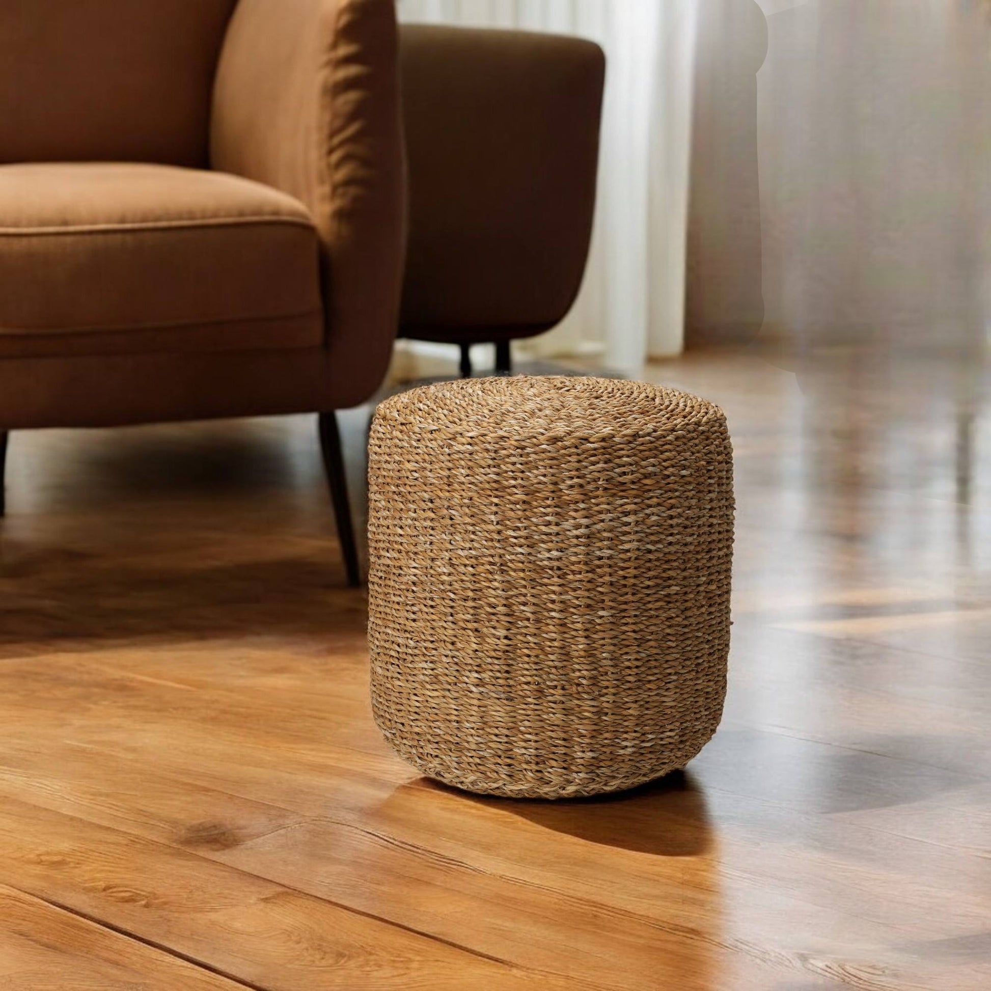 Pouf Redondo Natural 40x40x38cm - Well Home_2
