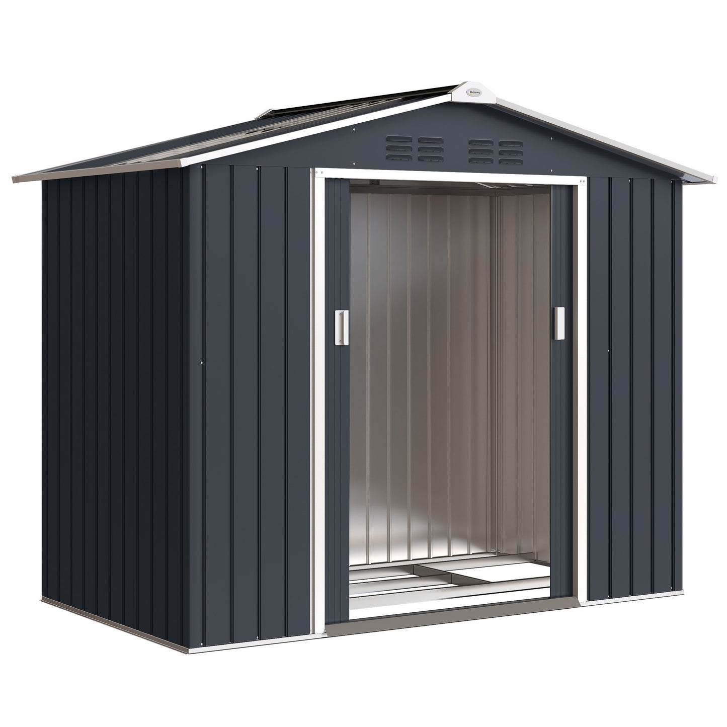 Outsunny Caseta De Jardín 213x130x185 Cm Con 2 Puertas Correderas Y 4 Ventanas_0