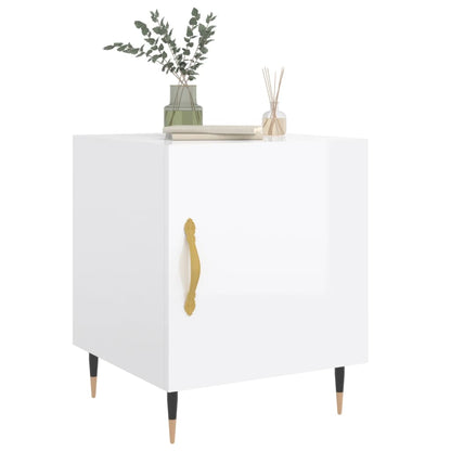 Mesitas Noche 2 Uds Madera Ingeniería Blanco Brillo 40x40x50 Cm_2