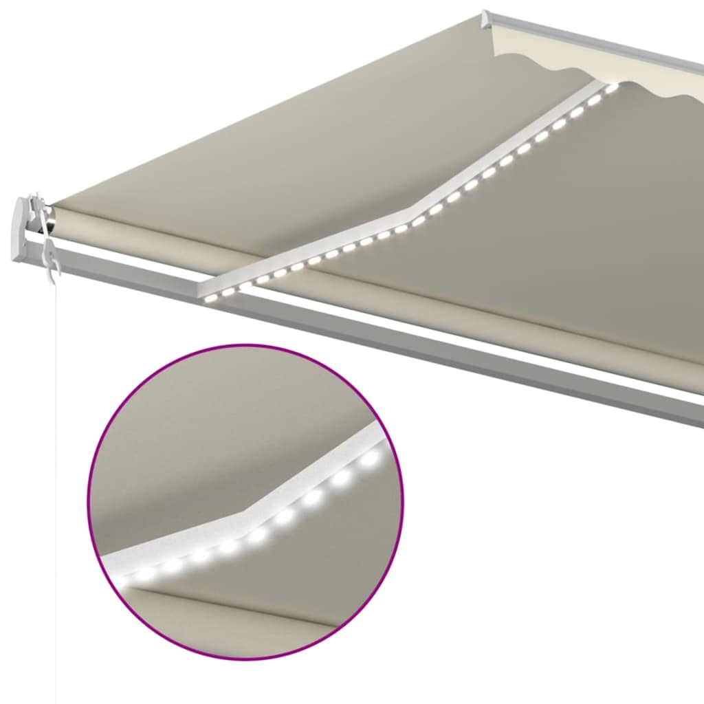 Toldo Automático Con Led Sensor De Viento Crema 500x350 Cm_3