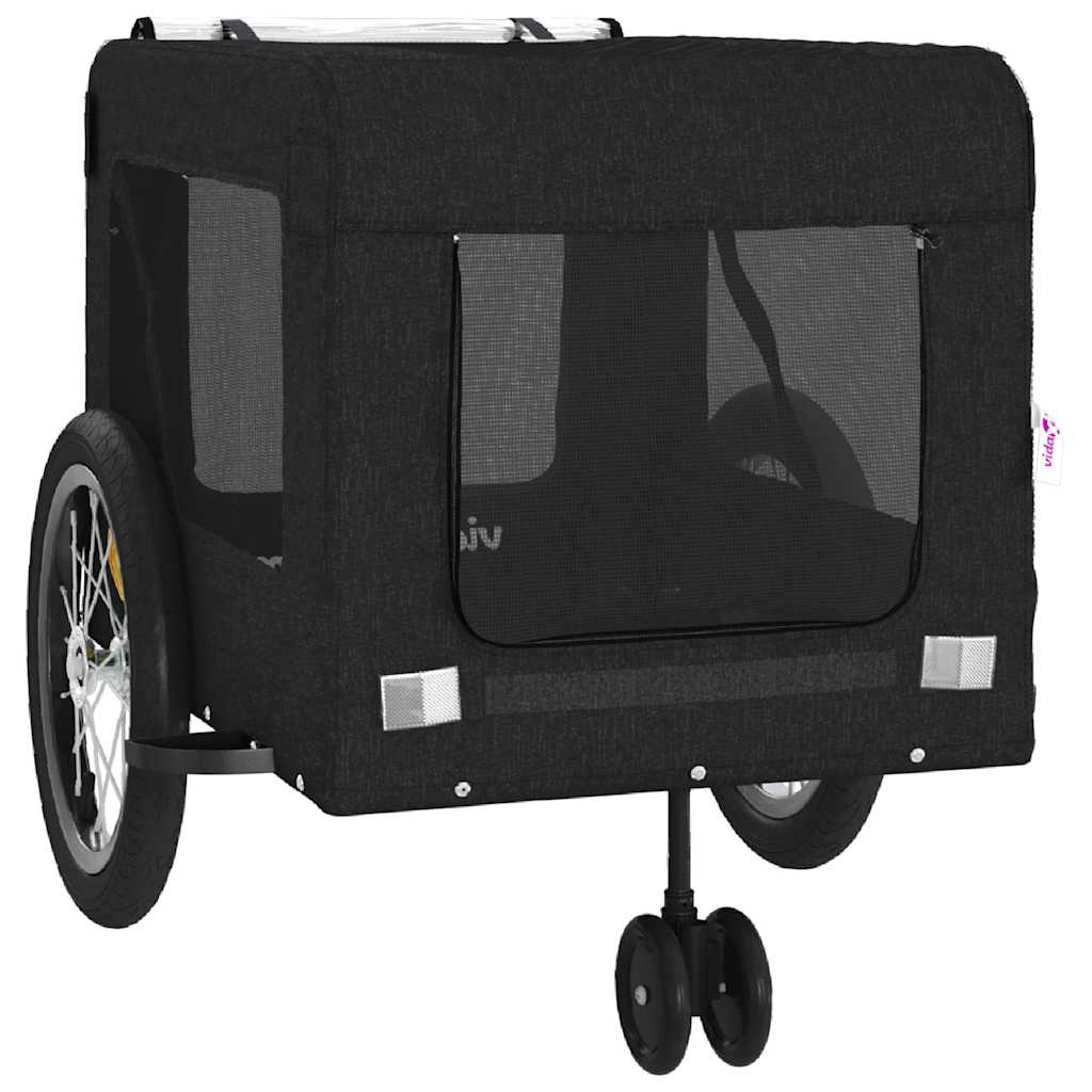 Remolque De Bicicleta Mascotas Hierro Tela Oxford Negro_5
