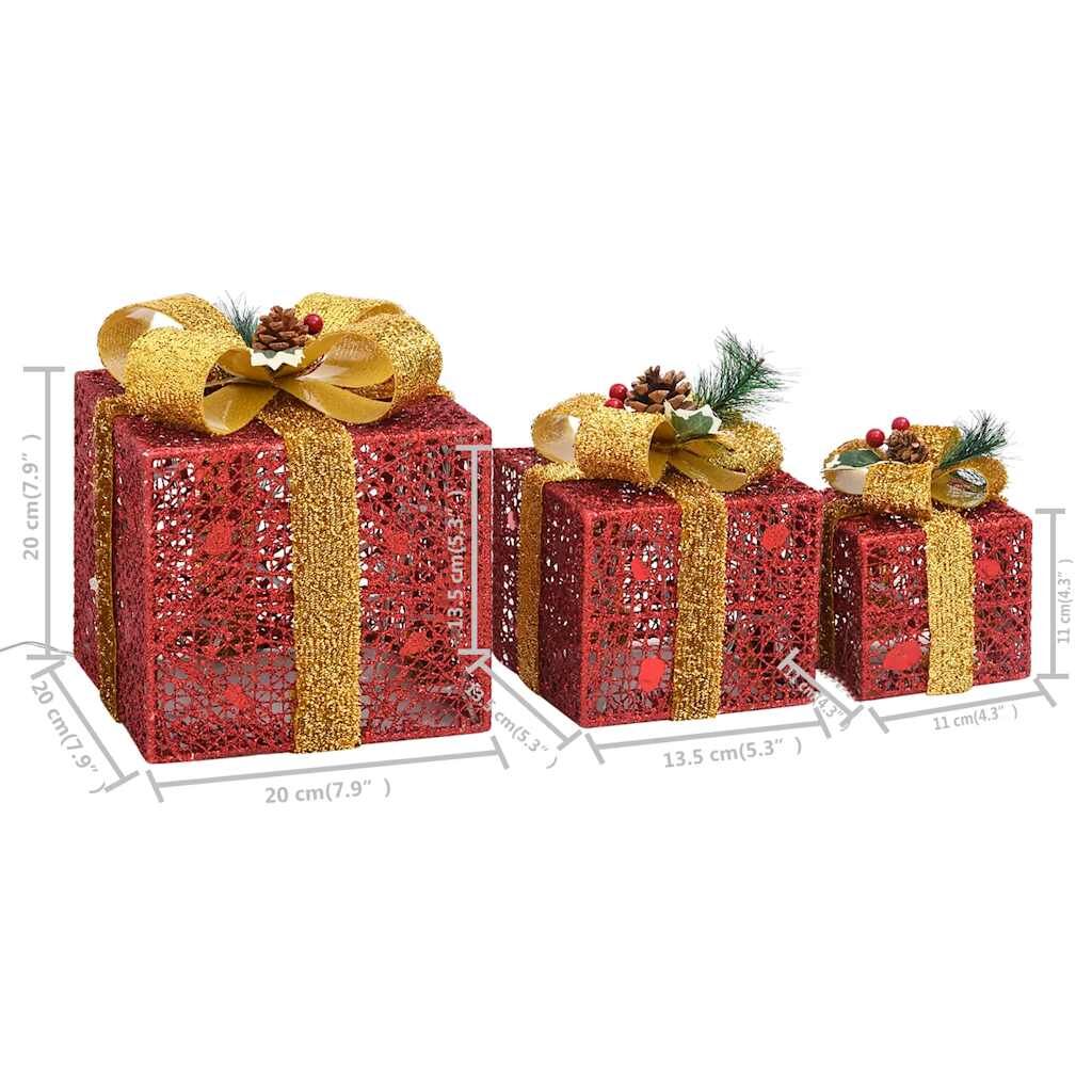 Vidaxl Caja Regalo Decorativa Navidad 3 Pzas Rojo Exterior/interior_2