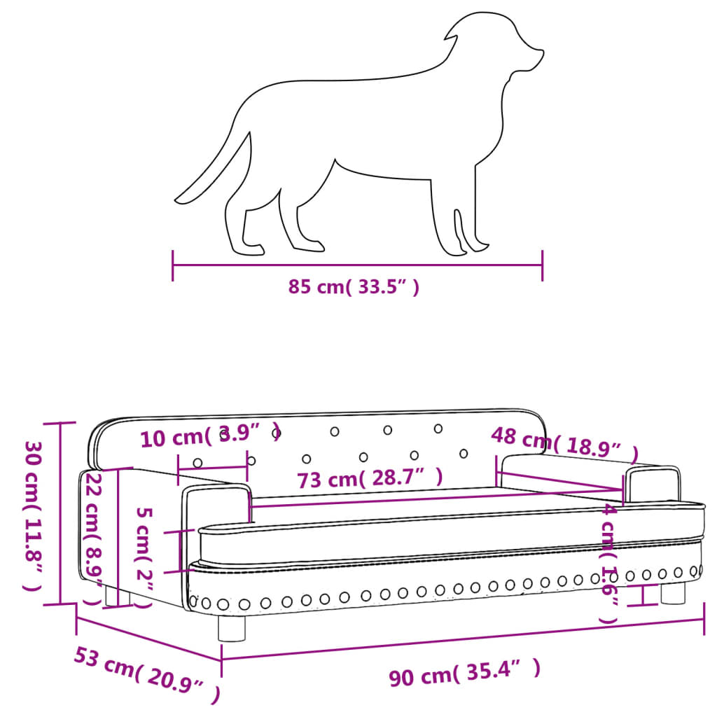 Cama Para Perros De Terciopelo Marrón 90x53x30 Cm / Vetonek_2