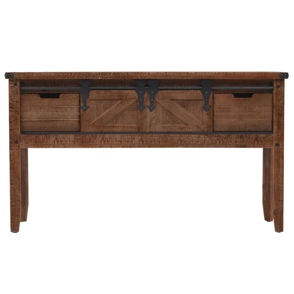 Mesa Consola De Madera De Abeto Maciza Marrón 131x35,5x75 Cm_0